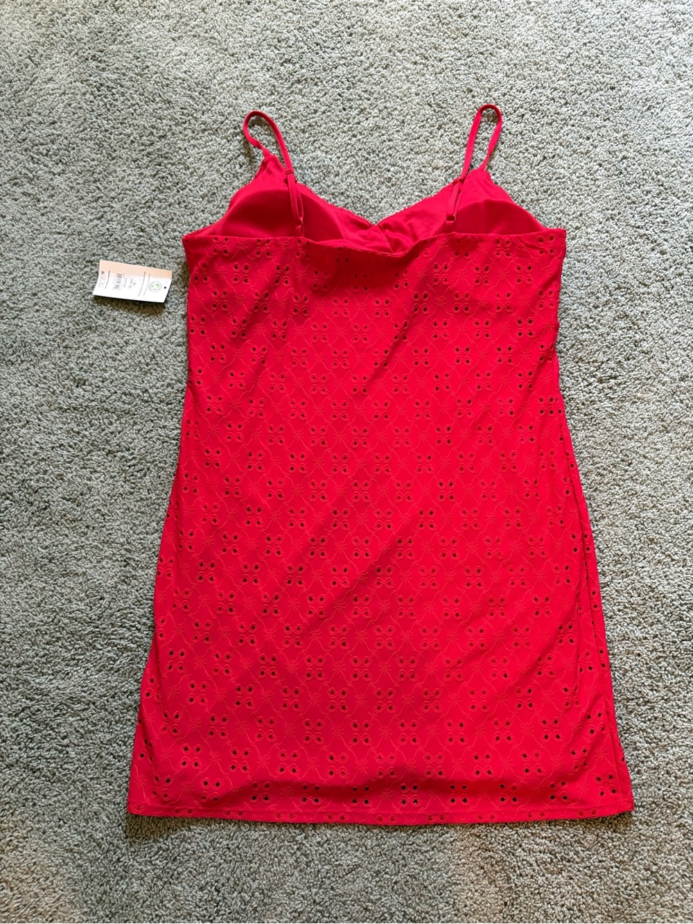 No Boundaries Red Eyelet Dress Sleeveless Juniors Size XL (15-17) NWT Stretch - Picture 9 of 10